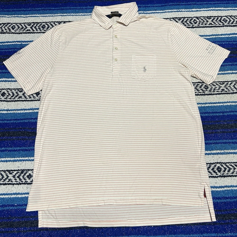 Polo Golf Ralph Lauren Polo Shirt Mens Large Orange Stripe Golf Embroidered